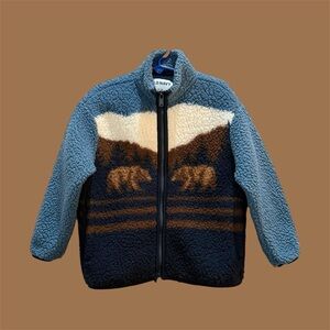Old Navy Blue and Brown Fleece Jacket toddler 5t boys.